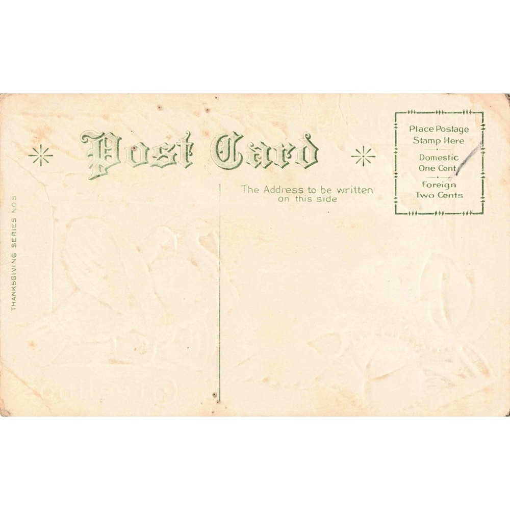 Thanksgiving Postcard Turkeys Farm Scene Autumn Leaf Chestnuts Embossed c1910 - Picture 2 of 2